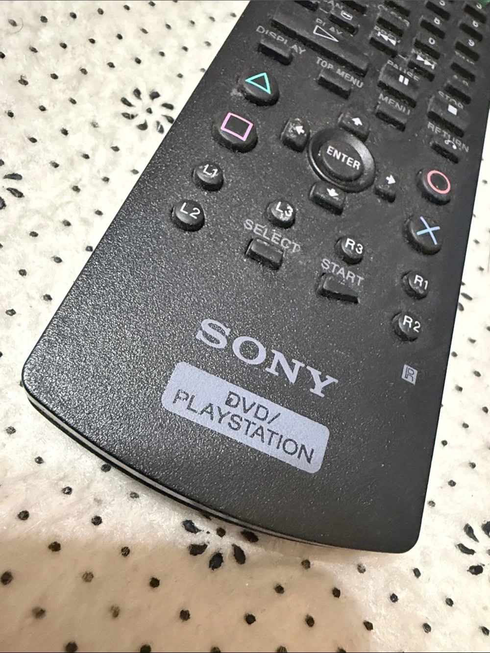 Sony Black DVD/PlayStation Remote with Colored Button Accents